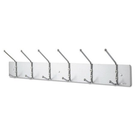 Picture of Metal Wall Rack, Six Ball-Tipped Double-Hooks, 36w x 3.75d x 7h, Satin MetalSAF-4162