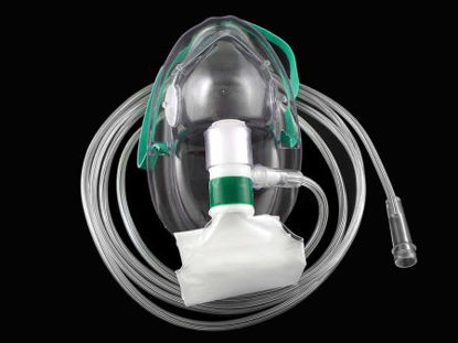 Picture of NonRebreather Oxygen Mask MTR Elongated Style Adult One Size Fits Most Adjustable Head Strap / Nose ClipMS-25059