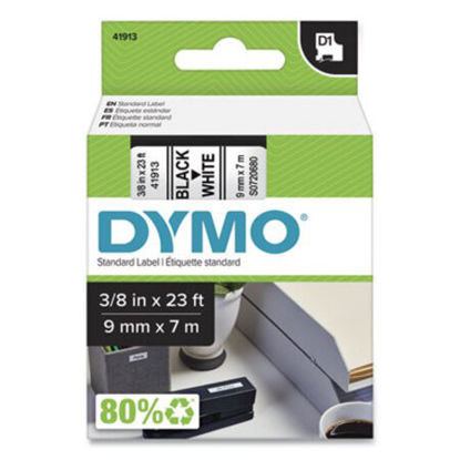 Picture of D1 High-Performance Polyester Removable Label Tape, 0.37" x 23 ft, Black on WhiteDYM-41913
