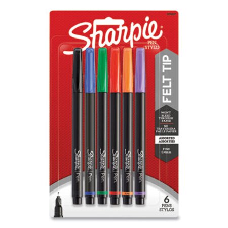 Picture of Water-Resistant Ink Plastic Point Pen, Stick, Fine 0.4 mm, Assorted Ink and Barrel Colors, 6/PackSAN-1976527