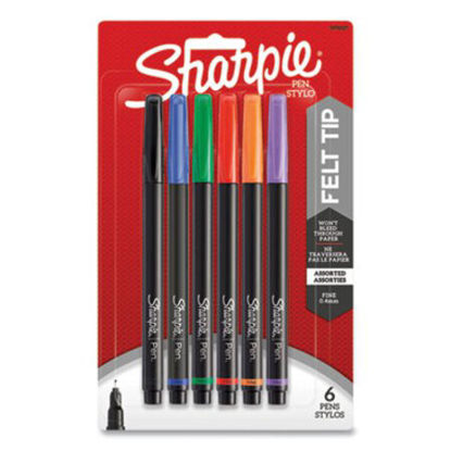Picture of Water-Resistant Ink Plastic Point Pen, Stick, Fine 0.4 mm, Assorted Ink and Barrel Colors, 6/PackSAN-1976527