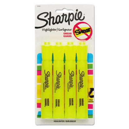 Picture of Tank Style Highlighters, Fluorescent Yellow Ink, Chisel Tip, Yellow Barrel, 4/SetSAN-25164PP