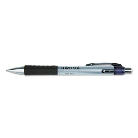 Picture of Comfort Grip Gel Pen, Retractable, Medium 0.7 mm, Black Ink, Silver Barrel, DozenUNV-39720