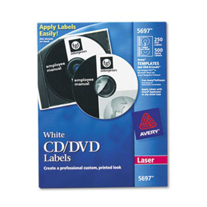 Picture of Laser CD Labels, Matte White, 250/PackAVE-5697