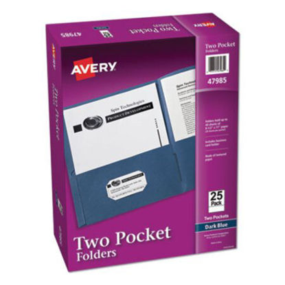 Picture of Two-Pocket Folder, 40-Sheet Capacity, Dark Blue, 25/BoxAVE-47985