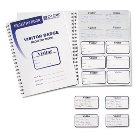Picture of Visitor Badges with Registry Log, 3 5/8 x 1 7/8, White, 150 Badges/BoxCLI-97030
