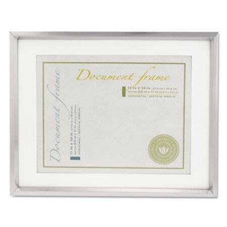 Picture of Plastic Document Frame with Mat, 11 x 14 and 8 1/2 x 11 Inserts, Metallic SilverUNV-76854