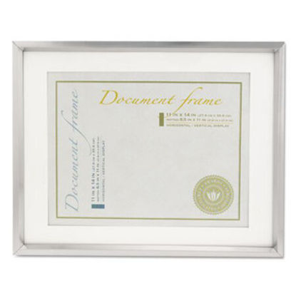 Picture of Plastic Document Frame with Mat, 11 x 14 and 8 1/2 x 11 Inserts, Metallic SilverUNV-76854
