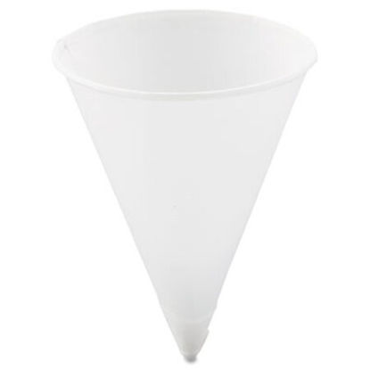 Picture of Cone Water Cups, Paper, 4oz, Rolled Rim, White, 200/Bag, 25 Bags/CartonSCC-4R2050