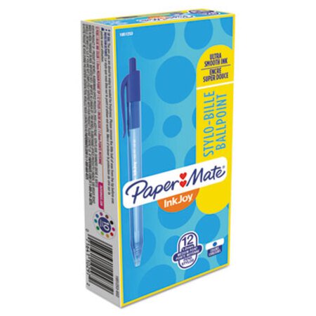 Picture of InkJoy 100 RT Ballpoint Pen, Retractable, Medium 1 mm, Blue Ink, Blue Barrel, DozenPAP-1951253