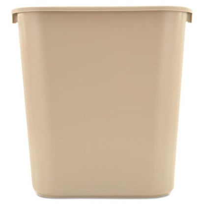 Picture of Deskside Plastic Wastebasket, Rectangular, 7 gal, BeigeRCP-295600BG