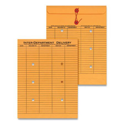 Picture of String and Button Interoffice Envelope, #97, Two-Sided Five-Column Format, 10 x 13, Light Brown Kraft, 100/BoxUNV-63568