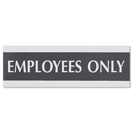 Picture of Century Series Office Sign, EMPLOYEES ONLY, 9 x 3, Black/SilverUSS-4760