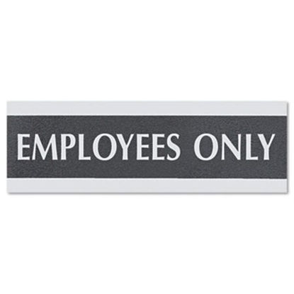 Picture of Century Series Office Sign, EMPLOYEES ONLY, 9 x 3, Black/SilverUSS-4760