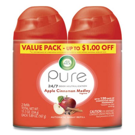 Picture of Freshmatic Ultra Spray Refill, Apple Cinnamon Medley, 5.89 oz Aerosol Spray, 2/PackRAC-82680PK