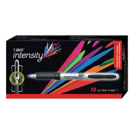 Picture of Intensity Ultra Fine Tip Permanent Marker, Extra-Fine Needle Tip, Tuxedo Black, DozenBIC-GPMU11BK