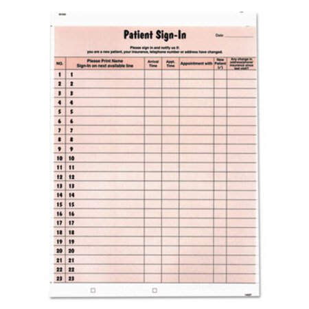Picture of Patient Sign-In Label Forms, 8 1/2 x 11 5/8, 125 Sheets/Pack, SalmonTAB-14530