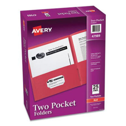 Picture of Two-Pocket Folder, 40-Sheet Capacity, Red, 25/BoxAVE-47989