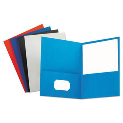 Picture of Two-Pocket Portfolio, Embossed Leather Grain Paper, Assorted Colors, 25/BoxUNV-56613