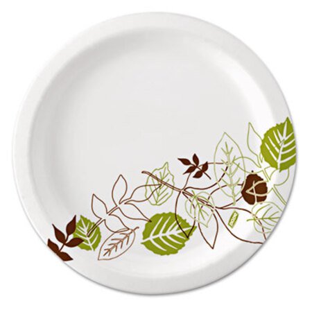 Picture of Pathways Soak-Proof Shield Mediumweight Paper Plates, WiseSize, 6.88" dia, Green/Burgundy, 500/CartonDXE-UX7WS