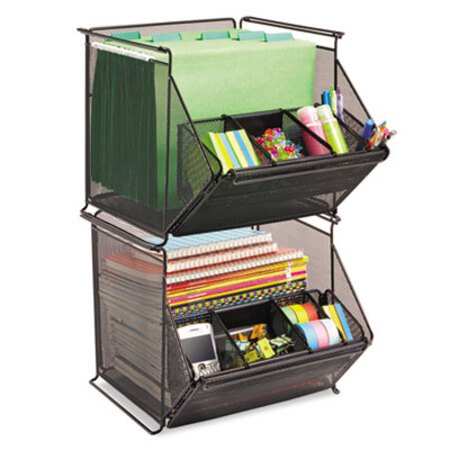 Picture of Onyx Stackable Mesh Storage Bin, 4-Compartment, 14 x 15 1/2 x 11 3/4, BlackSAF-2164BL