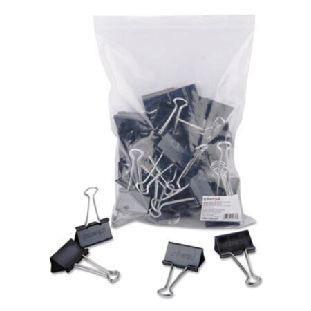 Picture of Binder Clips in Zip-Seal Bag, Large, Black/Silver, 36/PackUNV-10220VP