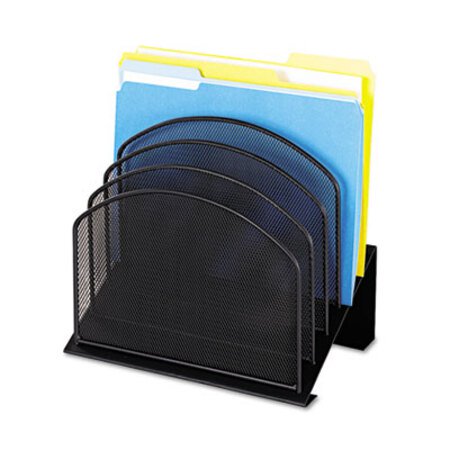 Picture of Onyx Mesh Desk Organizer with Tiered Sections, 5 Sections, Letter to Legal Size Files, 11.25" x 7.25" x 12", BlackSAF-3257BL