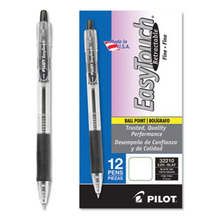 Picture of EasyTouch Ballpoint Pen, Retractable, Fine 0.7 mm, Black Ink, Clear Barrel, DozenPIL-32210