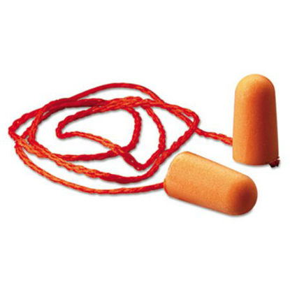 Picture of Foam Single-Use Earplugs, Corded, 29NRR, Orange, 100 PairsMMM-1110