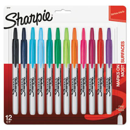 Picture of Retractable Permanent Marker, Fine Bullet Tip, Assorted Colors, 12/SetSAN-32707