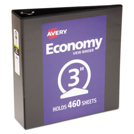 Picture of Economy View Binder with Round Rings , 3 Rings, 3" Capacity, 11 x 8.5, Black, (5740)AVE-05740