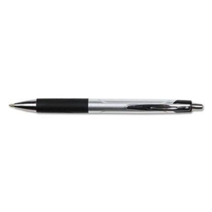 Picture of Comfort Grip Ballpoint Pen, Retractable, Medium 1 mm, Black Ink, Silver Barrel, DozenUNV-15540