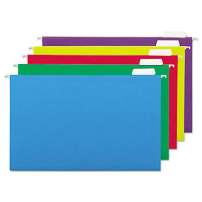 Picture of Deluxe Bright Color Hanging File Folders, Legal Size, 1/5-Cut Tab, Assorted, 25/BoxUNV-14221