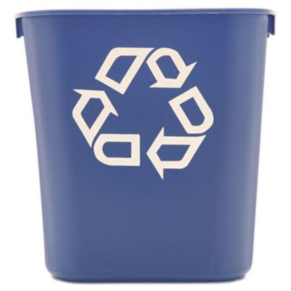 Picture of Small Deskside Recycling Container, Rectangular, Plastic, 13.63 qt, BlueRCP-295573BE