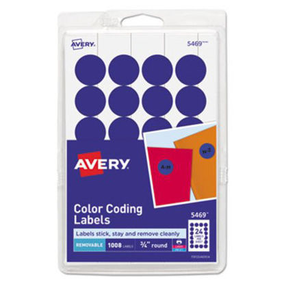 Picture of Printable Self-Adhesive Removable Color-Coding Labels, 0.75" dia., Dark Blue, 24/Sheet, 42 Sheets/Pack, (5469)AVE-05469
