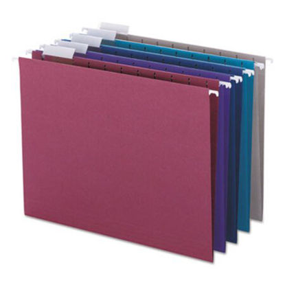 Picture of Colored Hanging File Folders, Letter Size, 1/5-Cut Tab, Assorted, 25/BoxSMD-64056
