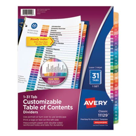 Picture of Customizable TOC Ready Index Multicolor Dividers, 31-Tab, LetterAVE-11129
