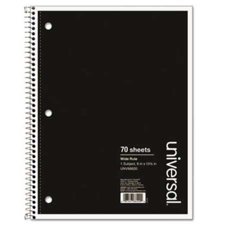 Picture of Wirebound Notebook, 1 Subject, Wide/Legal Rule, Black Cover, 10.5 x 8, 70 SheetsUNV-66620