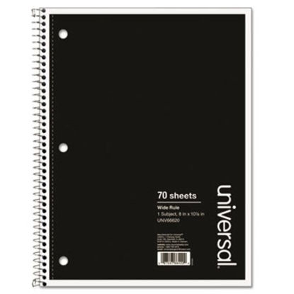Picture of Wirebound Notebook, 1 Subject, Wide/Legal Rule, Black Cover, 10.5 x 8, 70 SheetsUNV-66620