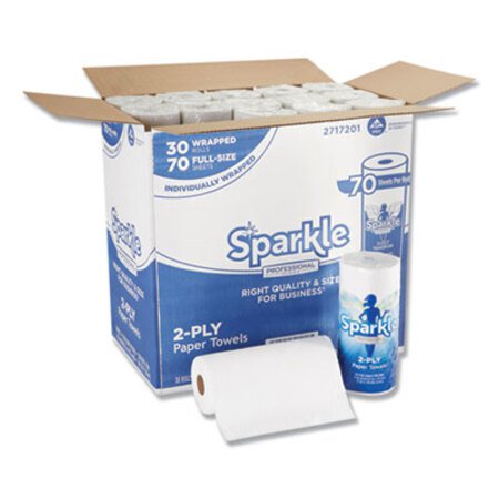 Picture of Sparkle ps Premium Perforated Paper Kitchen Towel Roll, 2-Ply, 11x8 4/5, White,70 Sheets,30 Rolls/CtGPC-2717201
