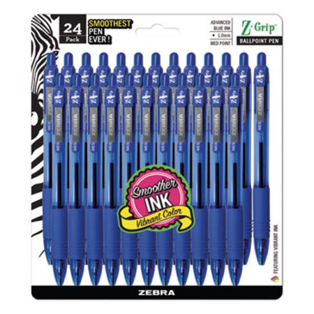 Picture of Z-Grip Ballpoint Pen, Retractable, Medium 1 mm, Blue Ink, Clear Barrel, 24/PackZEB-12225