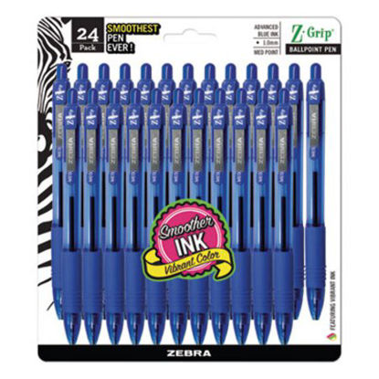 Picture of Z-Grip Ballpoint Pen, Retractable, Medium 1 mm, Blue Ink, Clear Barrel, 24/PackZEB-12225