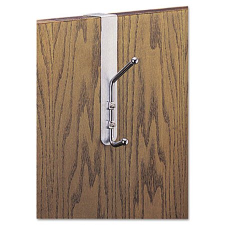 Picture of Over-The-Door Double Coat Hook, Chrome-Plated Steel, Satin Aluminum BaseSAF-4166