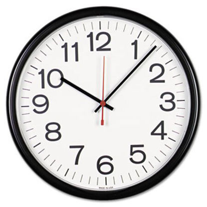 Picture of Indoor/Outdoor Round Wall Clock, 13.5" Overall Diameter, Black Case, 1 AA (sold separately)UNV-11381