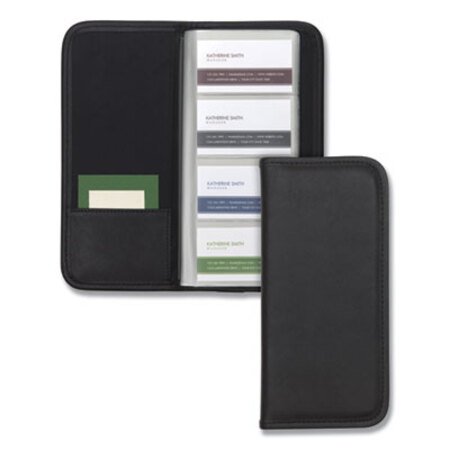 Picture of Professional Vinyl Business Card File, Holds 160 2 x 3.5 Cards, 4.75 x 10.13, BlackSAM-80850