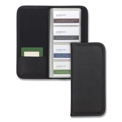Picture of Professional Vinyl Business Card File, Holds 160 2 x 3.5 Cards, 4.75 x 10.13, BlackSAM-80850