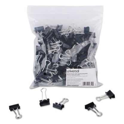Picture of Binder Clips in Zip-Seal Bag, Small, Black/Silver, 144/PackUNV-10200VP