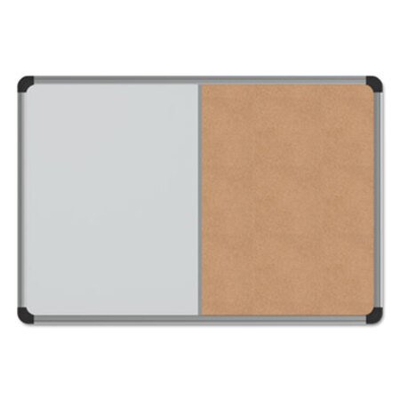 Picture of Cork/Dry Erase Board, Melamine, 24 x 18, Black/Gray Aluminum/Plastic FrameUNV-43742