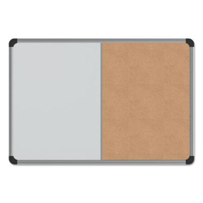 Picture of Cork/Dry Erase Board, Melamine, 24 x 18, Black/Gray Aluminum/Plastic FrameUNV-43742