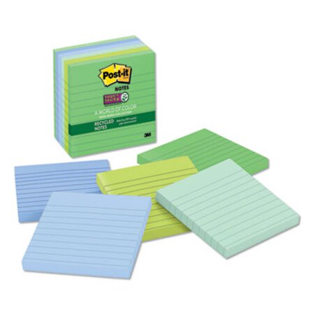 Picture of Recycled Notes in Bora Bora Colors, Lined, 4 x 4, 90-Sheet, 6/PackMMM-6756SST